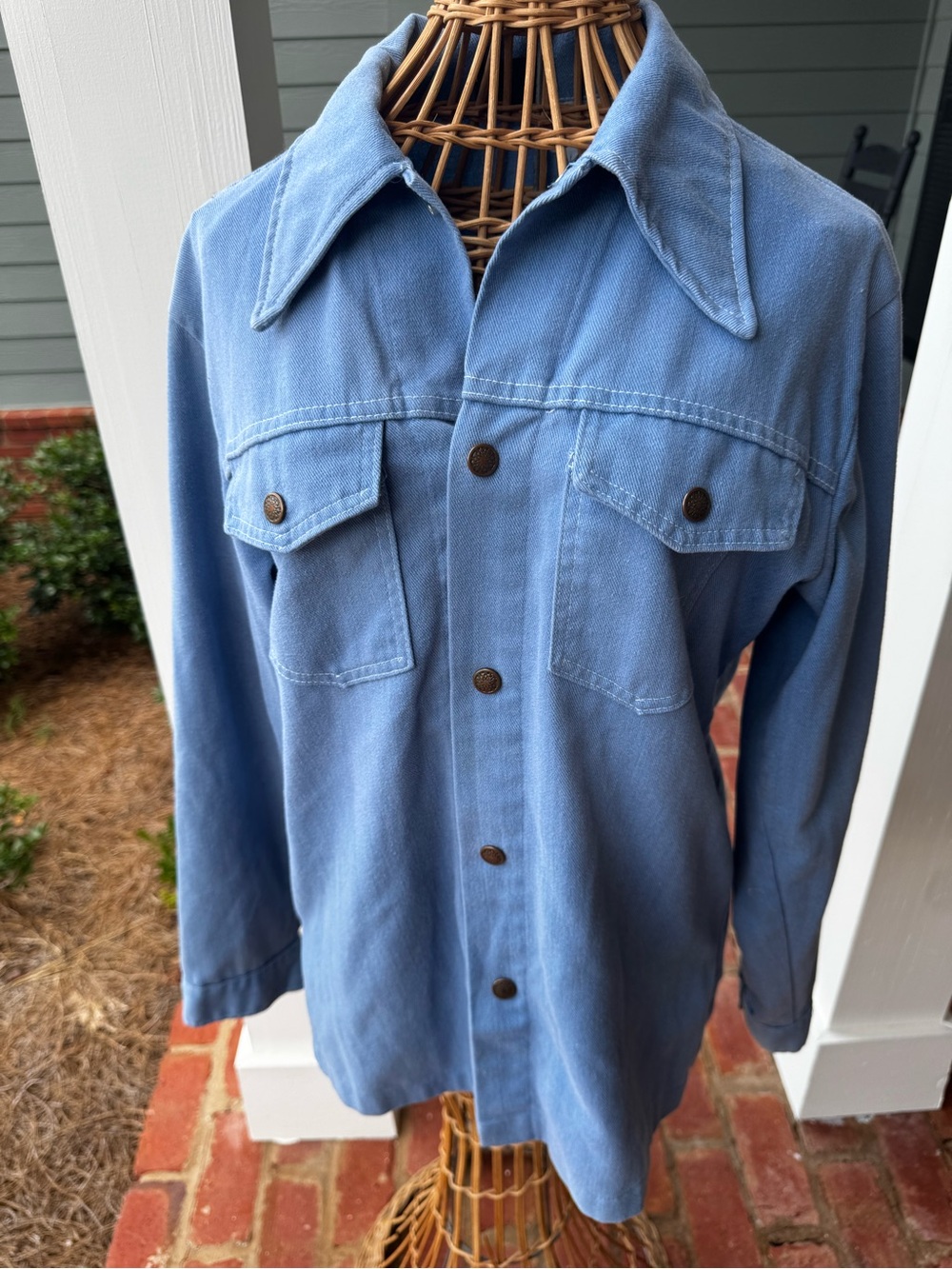 Vintage 70s Sears Womens /Unisex Blue Denim Shacket Jacket Western Point Collar
